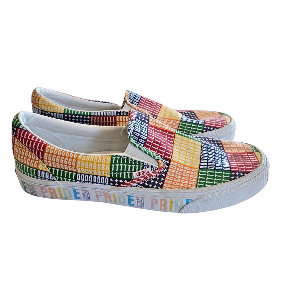 Vans Classic Slip On Sneaker Pride Multi True White Men's Size 13 Casual LGBTQ+